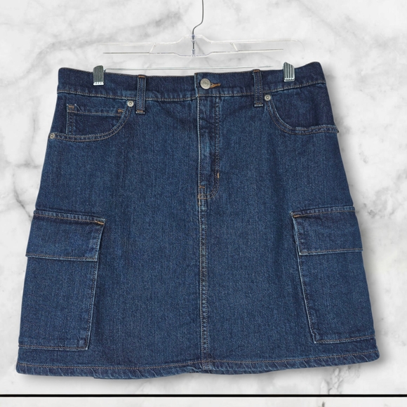 Banana Republic Denim Cargo Mini Skirt Size 10 - Picture 2 of 12